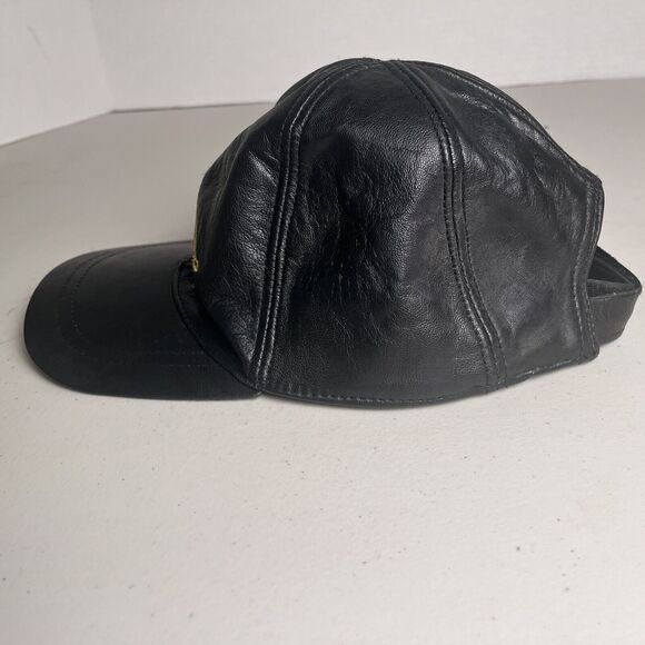 Jaguar Hat Baseball Cap Leather Adjustable Black Embroidered Yellow Logo Clean - Picture 8 of 12